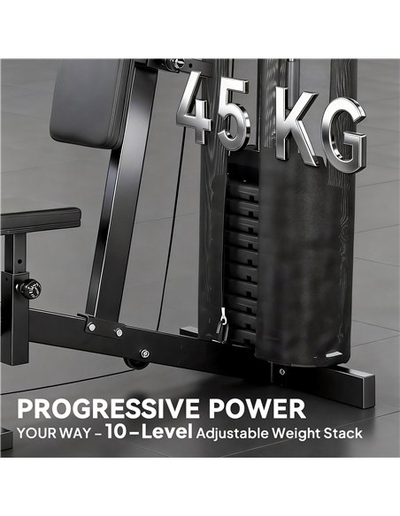 SPORTNOW Multi Gym with Adjustable Seat and Back, All in One Home Gym Machine with 45kg Weight Stack for Full Body Strength Trai - pic 200163 | FastDaddyshop