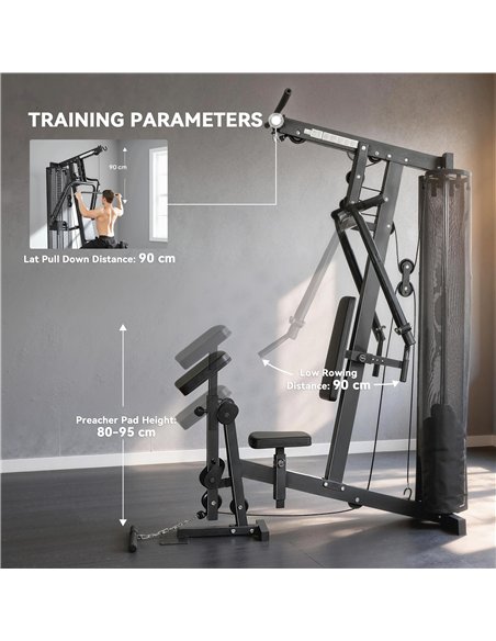 SPORTNOW Multi Gym with Adjustable Seat and Back, All in One Home Gym Machine with 45kg Weight Stack for Full Body Strength Trai - pic 200165 | FastDaddyshop