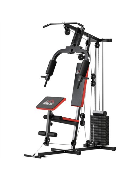HOMCOM Multigym Station, with 66KG Weight Stack, for Strength Training, Black - pic 200168 | FastDaddyshop