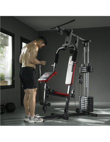 HOMCOM Multigym Station, with 66KG Weight Stack, for Strength Training, Black
