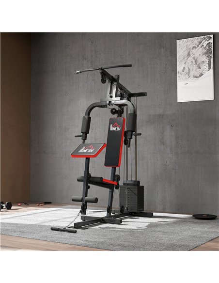 HOMCOM Multigym Station, with 66KG Weight Stack, for Strength Training, Black - pic 200176 | FastDaddyshop