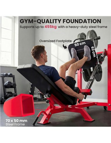 SPORTNOW Leg Press Machine with Wheels and Calf Block, Adjustable Squat Machine for Home Gym, 455KG Capacity
