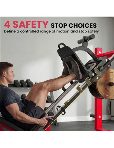 SPORTNOW Leg Press Machine with Wheels and Calf Block, Adjustable Squat Machine for Home Gym, 455KG Capacity
