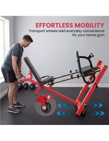 SPORTNOW Leg Press Machine with Wheels and Calf Block, Adjustable Squat Machine for Home Gym, 455KG Capacity