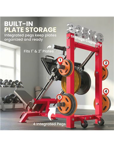 SPORTNOW Leg Press Machine with Wheels and Calf Block, Adjustable Squat Machine for Home Gym, 455KG Capacity