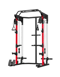 SPORTNOW Power Cage, Power Rack with Adjustable Cable Pulley System, Pull-Up Bar, Dip Station, Landmine