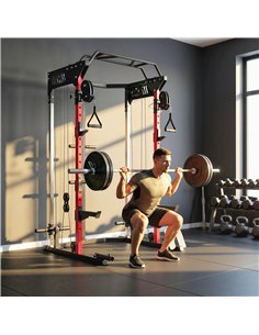SPORTNOW Power Cage, Power Rack with Adjustable Cable Pulley System, Pull-Up Bar, Dip Station, Landmine 2