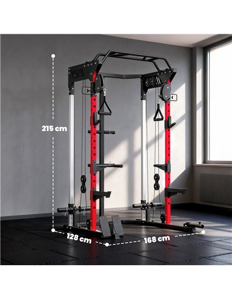 SPORTNOW Power Cage, Power Rack with Adjustable Cable Pulley System, Pull-Up Bar, Dip Station, Landmine - pic 200188 | FastDaddyshop