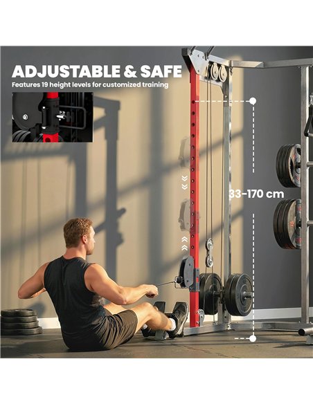 SPORTNOW Power Cage, Power Rack with Adjustable Cable Pulley System, Pull-Up Bar, Dip Station, Landmine - pic 200192 | FastDaddyshop