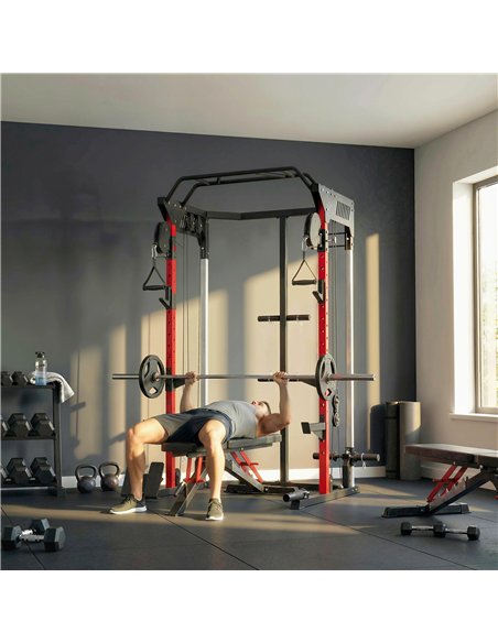 SPORTNOW Power Cage, Power Rack with Adjustable Cable Pulley System, Pull-Up Bar, Dip Station, Landmine - pic 200194 | FastDaddyshop