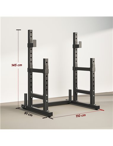 SPORTNOW Adjustable Squat Rack with Plate Holders, 300 kg Load