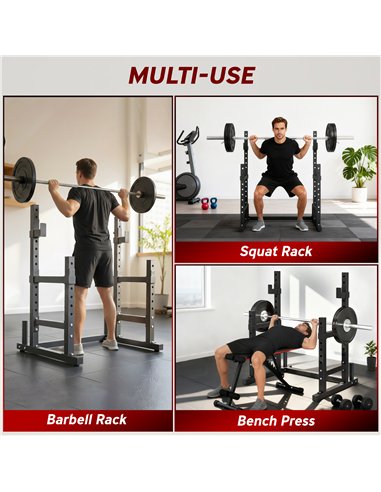SPORTNOW Adjustable Squat Rack with Plate Holders, 300 kg Load