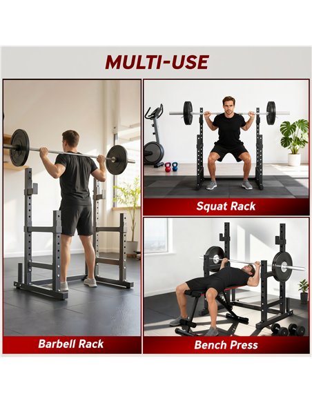 SPORTNOW Adjustable Squat Rack with Plate Holders, 300 kg Load - pic 200198 | FastDaddyshop