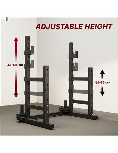 SPORTNOW Adjustable Squat Rack with Plate Holders, 300 kg Load