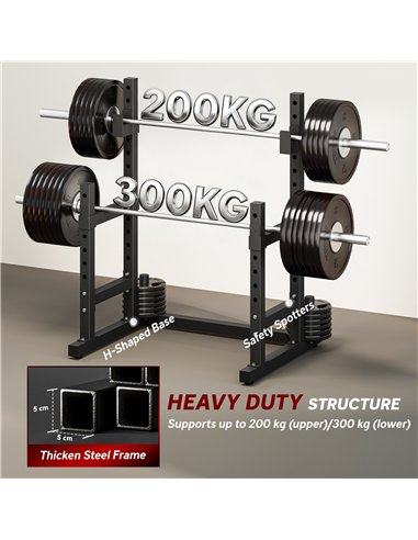 SPORTNOW Adjustable Squat Rack with Plate Holders, 300 kg Load