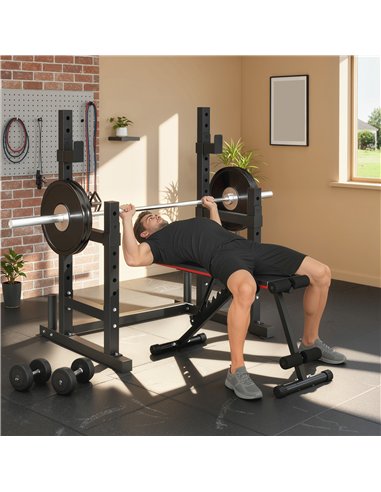SPORTNOW Adjustable Squat Rack with Plate Holders, 300 kg Load