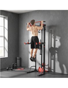 SPORTNOW Power Tower with Lat Pull Down Machine, Pull Up Bar, Dip Station, Adjustable Height Power Pack for Home Gym 2