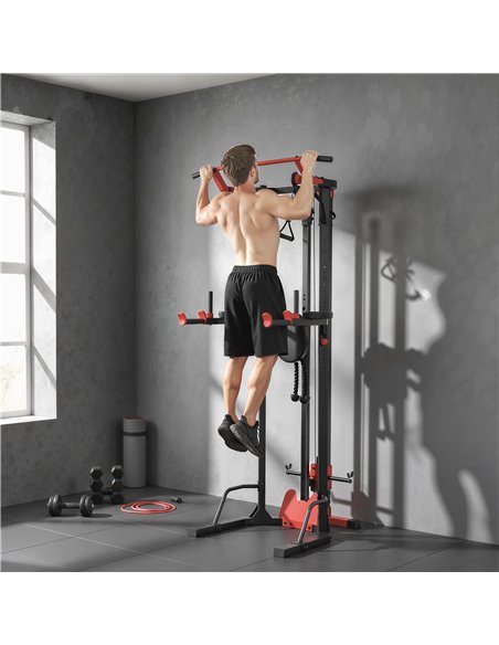 SPORTNOW Power Tower with Lat Pull Down Machine, Pull Up Bar, Dip Station, Adjustable Height Power Pack for Home Gym - pic 200205 | FastDaddyshop