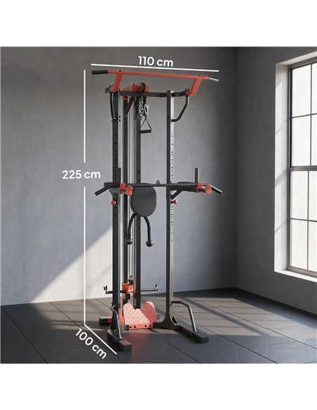 SPORTNOW Power Tower with Lat Pull Down Machine, Pull Up Bar, Dip Station, Adjustable Height Power Pack for Home Gym - pic 200206 | FastDaddyshop