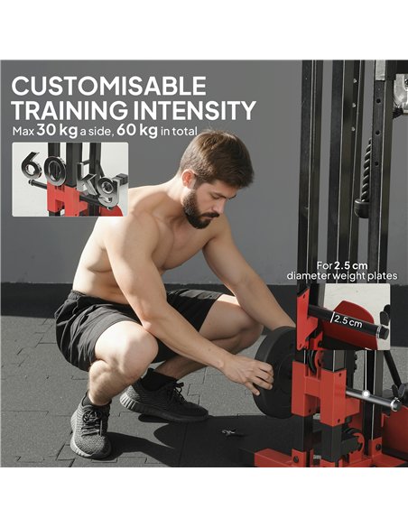 SPORTNOW Power Tower with Lat Pull Down Machine, Pull Up Bar, Dip Station, Adjustable Height Power Pack for Home Gym - pic 200208 | FastDaddyshop