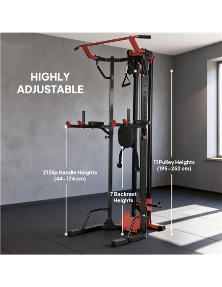 SPORTNOW Power Tower with Lat Pull Down Machine, Pull Up Bar, Dip Station, Adjustable Height Power Pack for Home Gym - pic 200209 | FastDaddyshop