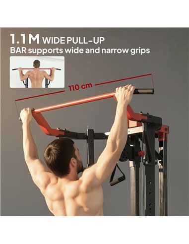 SPORTNOW Power Tower with Lat Pull Down Machine, Pull Up Bar, Dip Station, Adjustable Height Power Pack for Home Gym