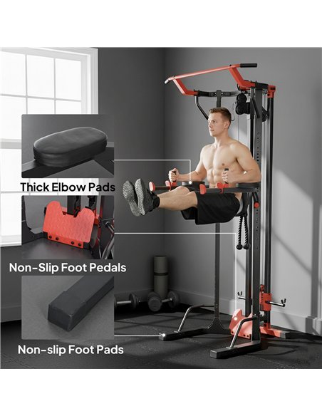SPORTNOW Power Tower with Lat Pull Down Machine, Pull Up Bar, Dip Station, Adjustable Height Power Pack for Home Gym - pic 200211 | FastDaddyshop