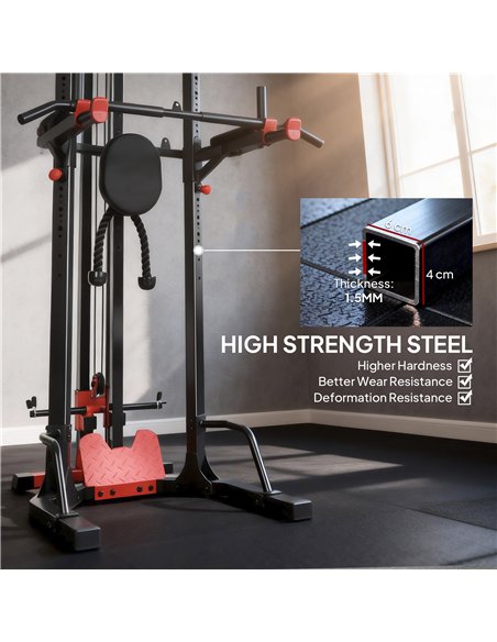 SPORTNOW Power Tower with Lat Pull Down Machine, Pull Up Bar, Dip Station, Adjustable Height Power Pack for Home Gym - pic 200212 | FastDaddyshop
