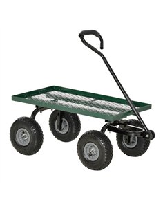 Outsunny Garden Trolley Cart, Heavy Duty Garden Cart with Metal Frame, 10" Pneumatic Wheels, Rotating Handle, 150kg Capacity, fo