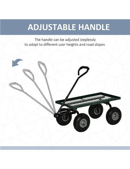 Outsunny Garden Trolley Cart, Heavy Duty Garden Cart with Metal Frame, 10" Pneumatic Wheels, Rotating Handle, 150kg Capacity, fo - pic 200216 | FastDaddyshop