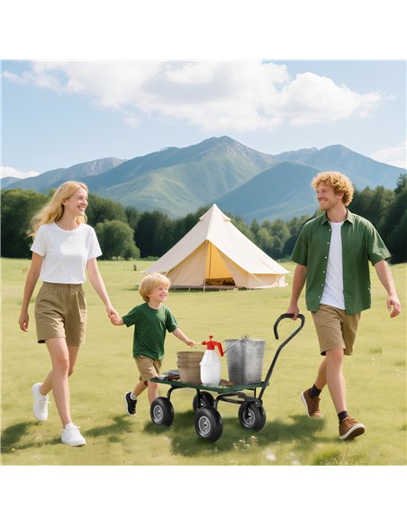 Outsunny Garden Trolley Cart, Heavy Duty Garden Cart with Metal Frame, 10" Pneumatic Wheels, Rotating Handle, 150kg Capacity, fo - pic 200219 | FastDaddyshop