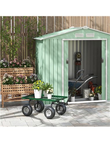 Outsunny Garden Trolley Cart, Heavy Duty Garden Cart with Metal Frame, 10" Pneumatic Wheels, Rotating Handle, 150kg Capacity, fo