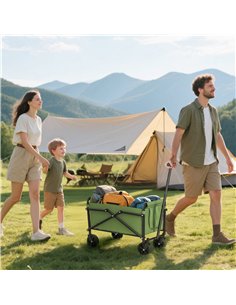 Outsunny 62L Festival Trolley on Wheels, Portable Small Folding Trolley Cart, 60kg Heavy Duty Collapsible Foldable Wagon with Ad 2