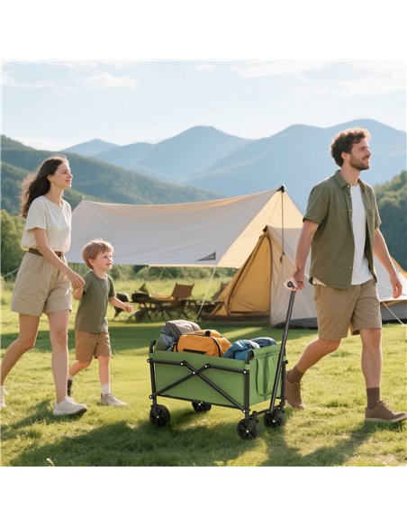 Outsunny 62L Festival Trolley on Wheels, Portable Small Folding Trolley Cart, 60kg Heavy Duty Collapsible Foldable Wagon with Ad - pic 200223 | FastDaddyshop