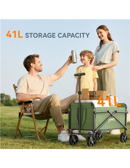 Outsunny 62L Festival Trolley on Wheels, Portable Small Folding Trolley Cart, 60kg Heavy Duty Collapsible Foldable Wagon with Ad - pic 200225 | FastDaddyshop
