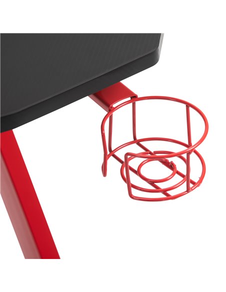 HOMCOM Gaming Desk Steel Frame w/ Cup Headphone Holder Adjustable Feet Cable Organiser Home Office Computer Table Red - pic 20023 | FastDaddyshop