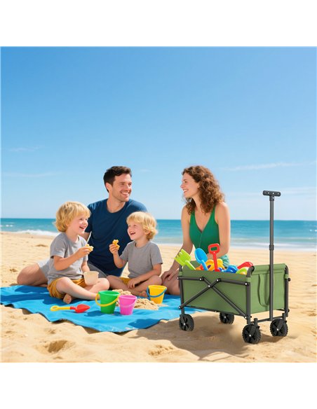 Outsunny 62L Festival Trolley on Wheels, Portable Small Folding Trolley Cart, 60kg Heavy Duty Collapsible Foldable Wagon with Ad - pic 200230 | FastDaddyshop