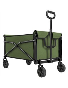 Outsunny 81L Festival Trolley on Wheels, Compact Garden Folding Trolley Cart with Adjustable Handle 80L Green