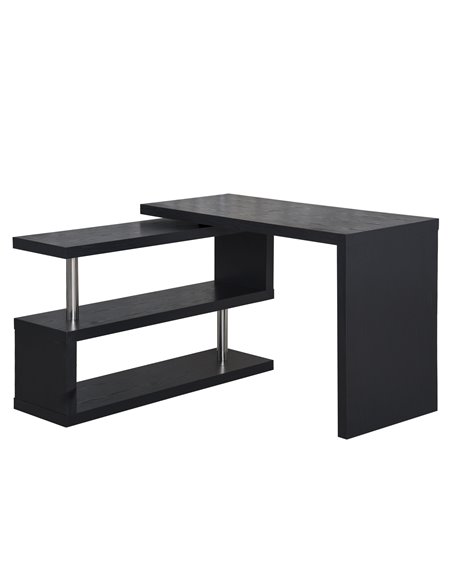 HOMCOM 360° Rotating L-Shaped Corner Computer Desk with Storage Shelf, Black - pic 20024 | FastDaddyshop