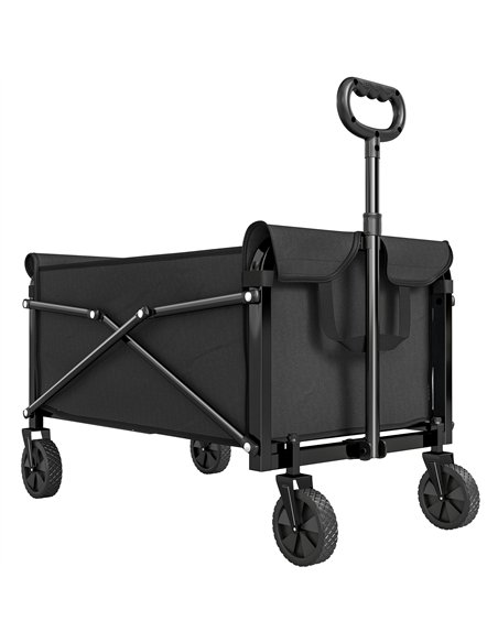 Outsunny 81L Festival Trolley on Wheels, Compact Garden Folding Trolley Cart with Adjustable Handle 80L Black - pic 200240 | FastDaddyshop