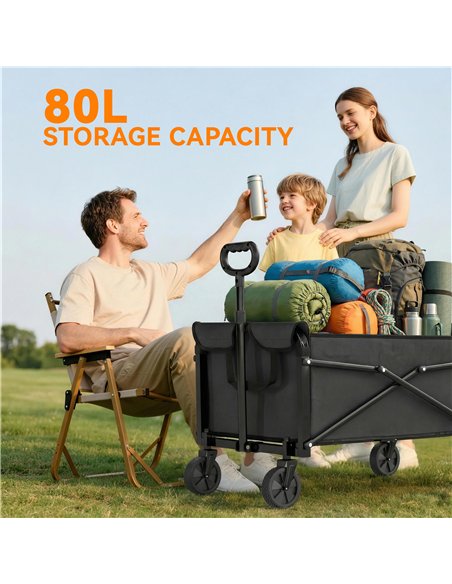 Outsunny 81L Festival Trolley on Wheels, Compact Garden Folding Trolley Cart with Adjustable Handle 80L Black - pic 200245 | FastDaddyshop