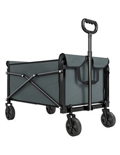 Outsunny 81L Festival Trolley on Wheels, Compact Garden Folding Trolley Cart with Adjustable Handle 80L, Grey