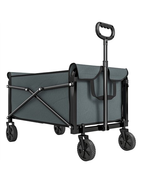 Outsunny 81L Festival Trolley on Wheels, Compact Garden Folding Trolley Cart with Adjustable Handle 80L, Grey - pic 200249 | FastDaddyshop
