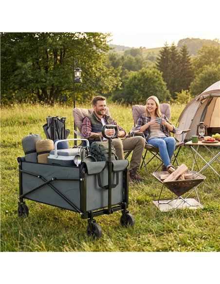 Outsunny 81L Festival Trolley on Wheels, Compact Garden Folding Trolley Cart with Adjustable Handle 80L, Grey - pic 200256 | FastDaddyshop
