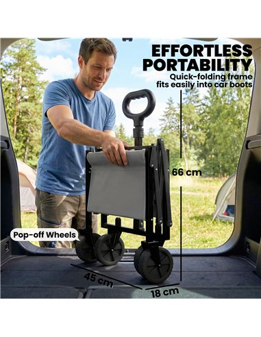 Outsunny 60L Foldable Festival Trolley on Wheels, Collapsible Wagon Cart with Drop-Down Tailgate, Adjustable Handle, Grey