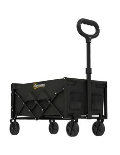 Outsunny 60L Foldable Festival Trolley on Wheels, Collapsible Wagon Cart with Drop-Down Tailgate, Adjustable Handle, Black