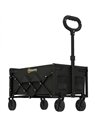 Outsunny 60L Foldable Festival Trolley on Wheels, Collapsible Wagon Cart with Drop-Down Tailgate, Adjustable Handle, Black