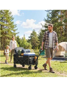 Outsunny 60L Foldable Festival Trolley on Wheels, Collapsible Wagon Cart with Drop-Down Tailgate, Adjustable Handle, Black 2