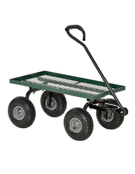 Outsunny Garden Trolley Cart, Heavy Duty Garden Cart with Metal Frame, 10" Pneumatic Wheels, Rotating Handle, 150kg Capacity, fo - pic 200312 | FastDaddyshop