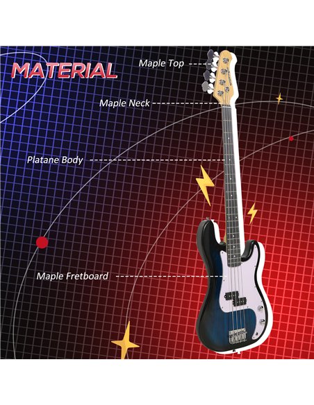 SPORTNOW 4 String Full Size Electric Bass Guitar for Beginners - pic 200325 | FastDaddyshop